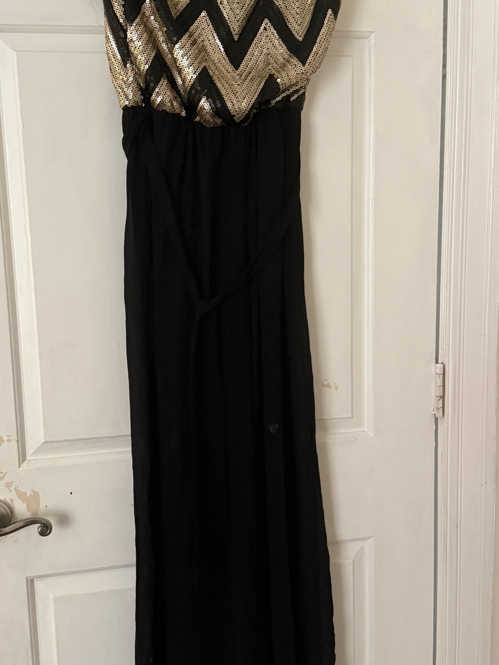 jcpenney Black and Gold Sequin Chevron Jumpsuit